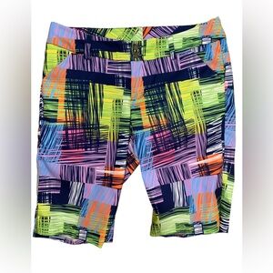 Loudmouth Bermuda Golf Shorts Womens Size 6 Purple Green Blue EUC